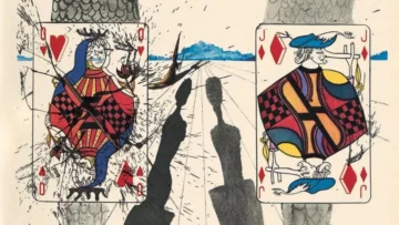 Dibujo de naipes perteneciente a la serie de dibujos realizados por Salvador Dalí para ilustrar el cuento de Alicia en el País de las Maravillas en 1969.