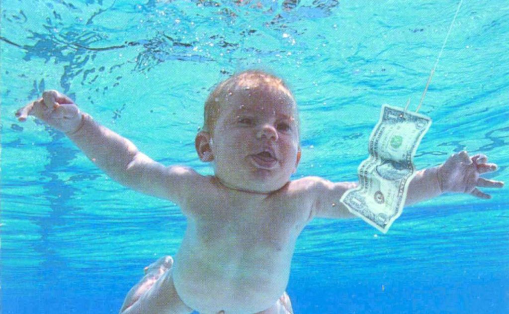 Portada del álbum Nevermind de Nirvana con Spencer Elden de bebé en ella