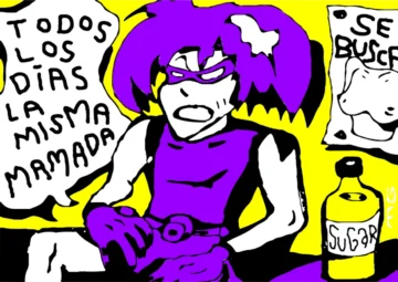 Pan Blanco: El registro visual del rock que definió a una generación en la CDMX Ilustración estilo fanzine de Hit-Girl con la frase "Todos los días la misma mamada", concepto visual de Miki Guadamur para la banda Pan Blanco.
