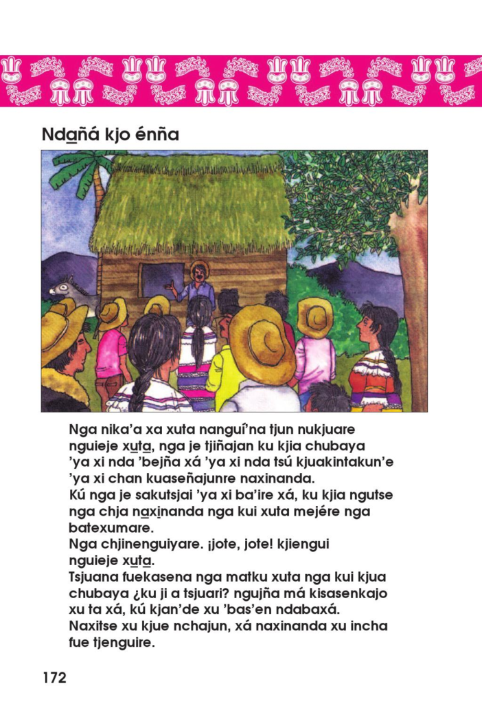 Imagen de libro de texto en lengua mazateca.