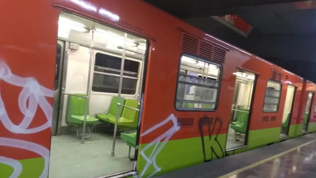 extranjeros grafitean convoy del Metro