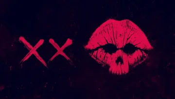 Antología XX: El horror desde la mirada de 4 directoras de cine Póster oficial horizontal de la película de terror XX, que muestra las letras XX y un cráneo formado por la silueta de unos labios rojos sobre un fondo negro texturizado.