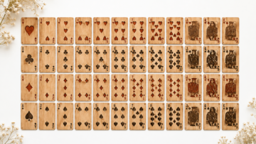 El diseño de los naipes: del grabado medieval al minimalismo Naipes artesanales con detalles calados y grabados de los cuatro palos.
