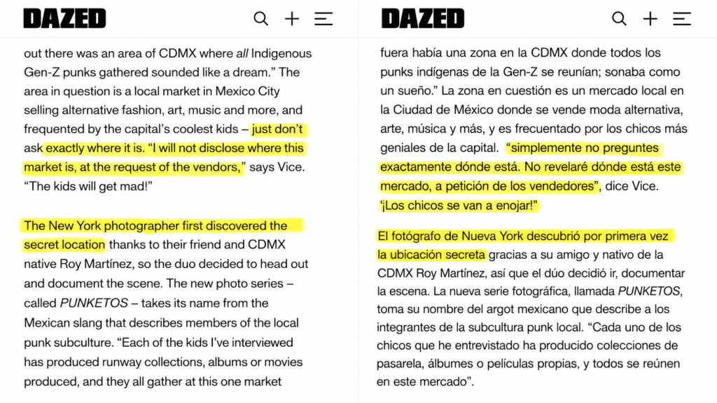 Captura de pantalla de la publicación de Instagram del fotógrafo Maxwell Vice disculpándose por la polémica del artículo de la revista Dazed. A la izquierda se lee su comunicado en español deslindándose del titular sobre los punks indígenas y a la derecha comentarios de usuarios criticando su postura.
