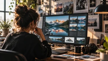 A Better AI Image Workflow Starts After the First Generation Estudio creativo con paisajes de montaña